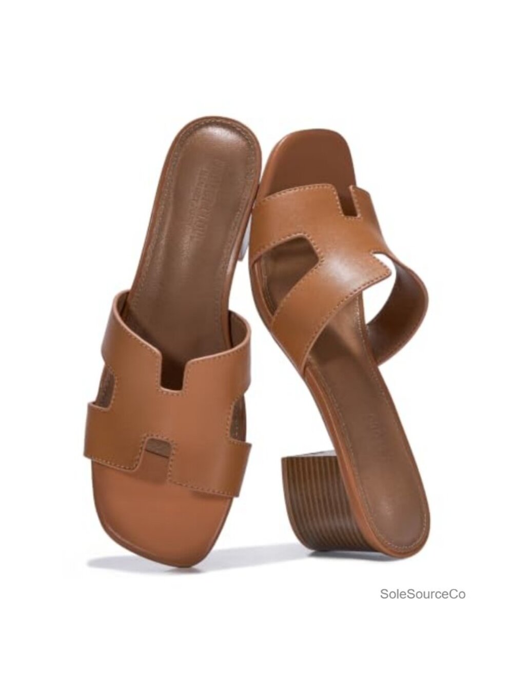 Genuine Leather Block Heel Sandals for Women - Comfortable Slip On
